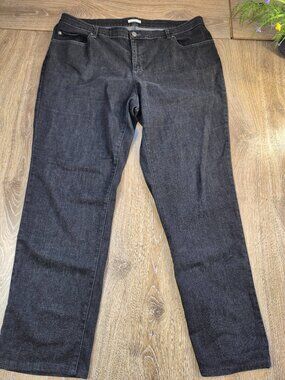 Eileen Fisher Grey Black Straight Leg Jeans Plus Size 20W Organic Cotton Comfy